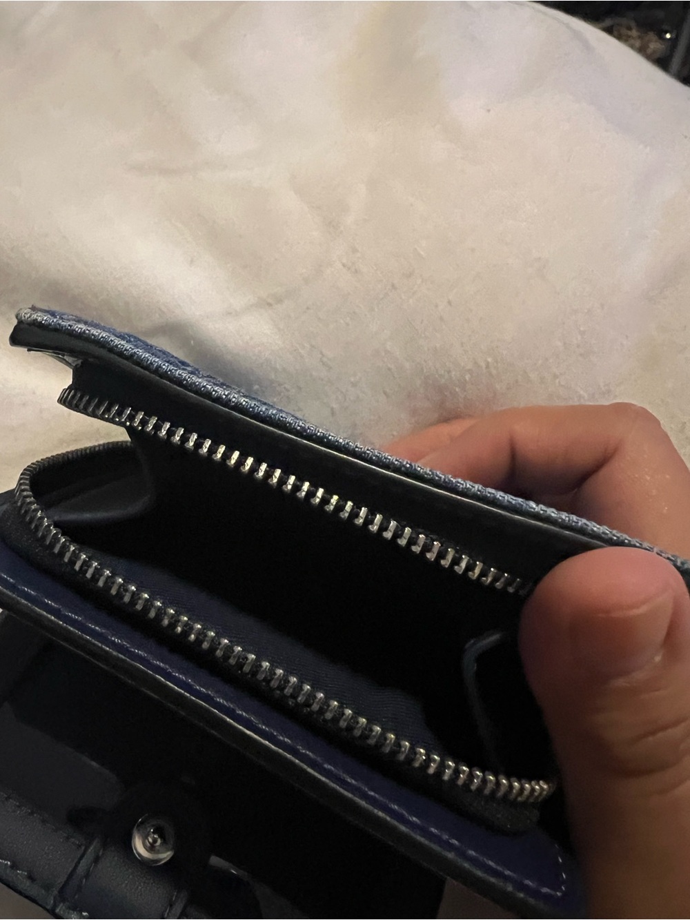 Coach Dark Blue Denim Zip Wallet with Silver Logo - Picture 6 of 6
